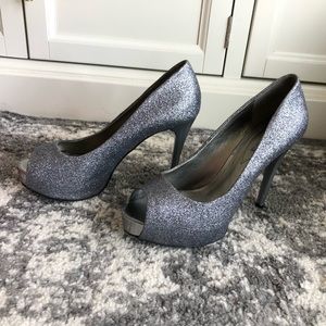 Guess glitter peep toe heels